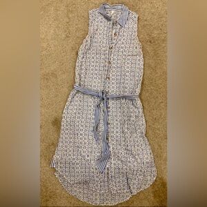 Anthropologie Kismet Striped Blue and White Sleeveless Shirt Dress